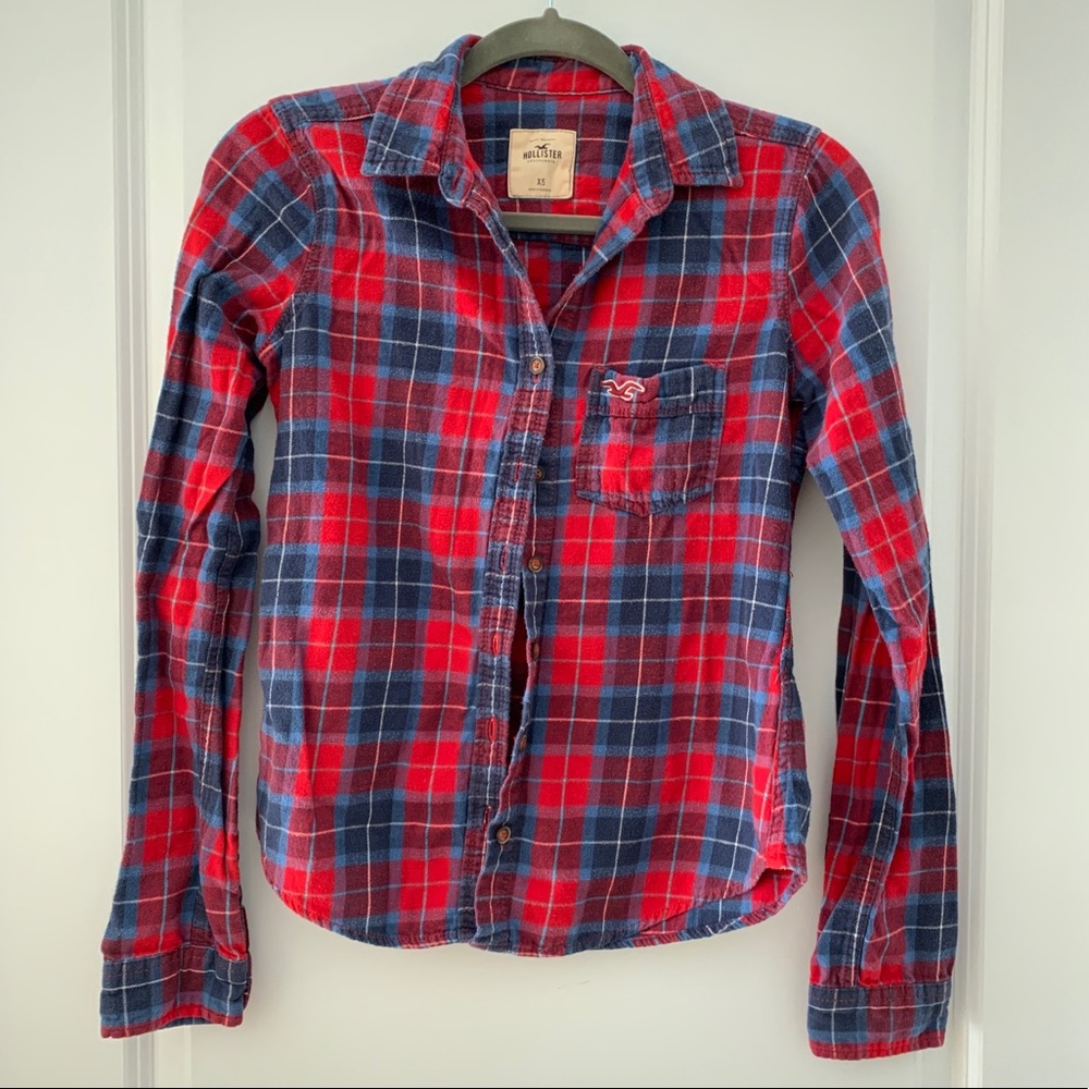 Red / Blue Flannel Button Down Shirt
